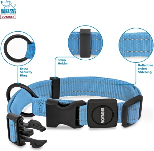 Miniatura 2 de Best Pet Supplies Voyager - Correa o collar reflectante para perro con asa de neopreno, para cachorros de raza pequeña, mediana y grande, bonita