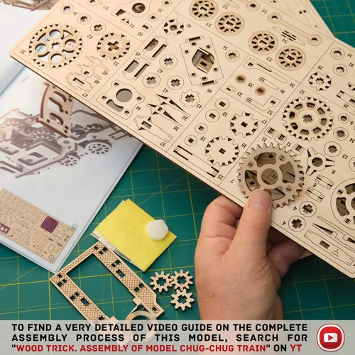 Miniatura 6 de Wood Trick Train - Rompecabezas de madera 3D para adultos y niños para construir, 6 x 4 pulgadas, kit de modelo de locomotora para adultos y niños