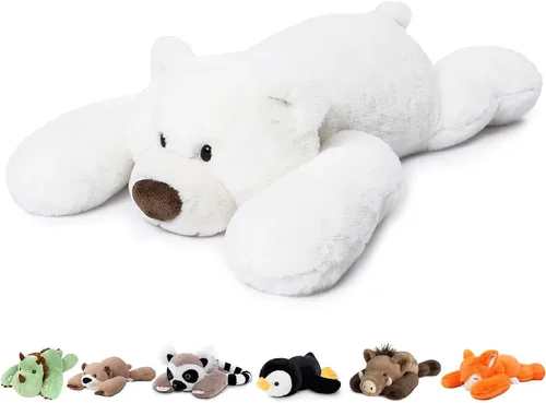 Miniatura 15 de Niuniu Daddy - Peluche con peso de dinosaurio verde de 24 pulgadas, almohada corporal grande para bebés, niñas o niños, juguete de felpa como regalo