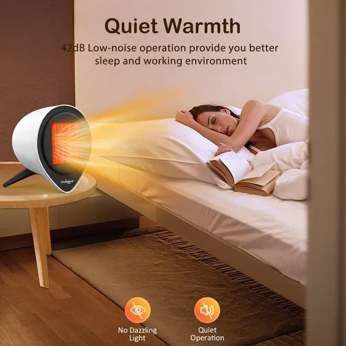 Miniatura 5 de Calentadores de cerámica pequeños para uso en interiores, calefacción eléctrica PTC de 1500 W con temporizador de 15 horas, protección contra
