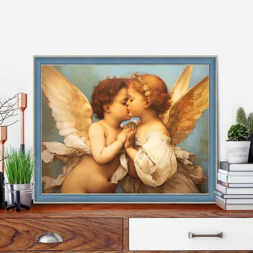 Miniatura 2 de LXTONG Kit de arte de diamantes de ángel para bebé, 5D con taladro redondo completo con alas para bebé, pintura por números, pintura de diamantes