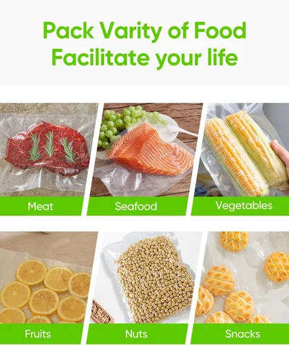 Miniatura 5 de Bolsas selladoras al vacío para alimentos, bolsas de almacenamiento al vacío que ahorran espacio y ahorran espacio, 3 rollos de 11 pulgadas x 10
