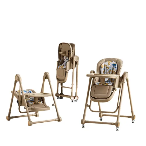 Miniatura 10 de Trona 5 en 1 para bebé, sillas de columpio para bebés, plegables, balanceo con 8 niveles de ajuste de altura, ecológica, lavable, cojín de PU Blanco