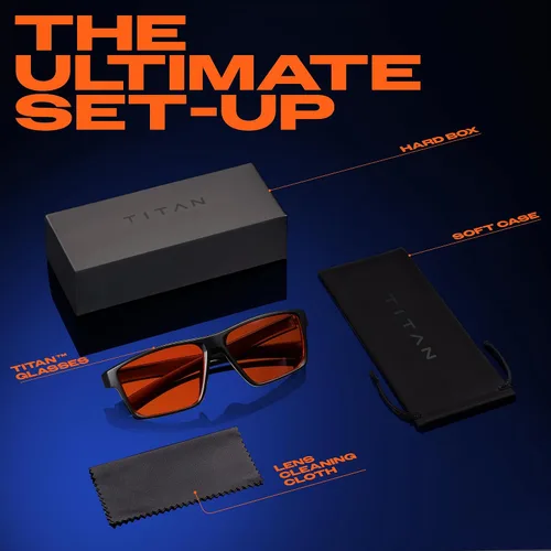 Miniatura 6 de Titan - Lentes de juego anti luz azul para hombre, protección UV400, bloqueo de luz azul para computadora, fatiga ocular Negro