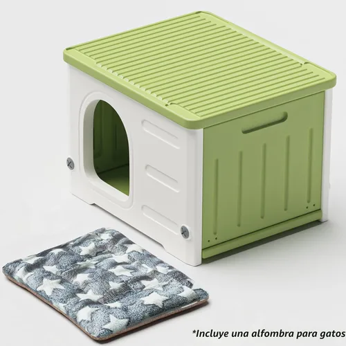 Miniatura 4 de Casa de gatos de plástico para uso en interiores y exteriores, refugio para gatos salvajes apilable para interiores, casa de gatos resistente a