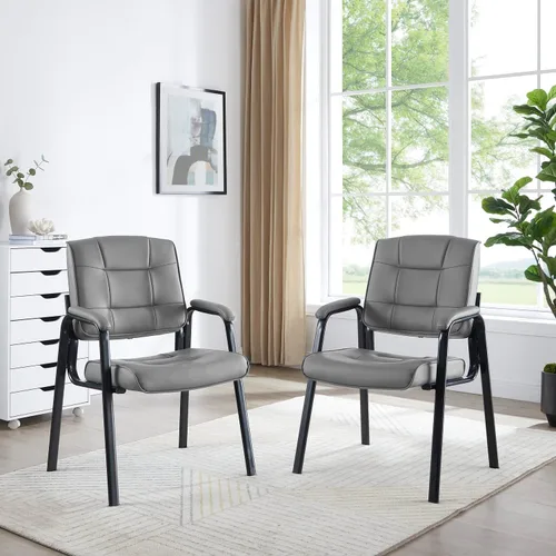 Miniatura 12 de Naomi Home Sillas de oficina para invitados, sillas apilables de piel sintética con reposabrazos, cómodo asiento de recepción para clínicas