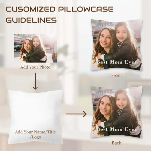 Miniatura 2 de Almohada de fotos personalizada de 14 x 14 pulgadas, funda de almohada personalizada de doble cara con texto de imagen, funda decorativa suave