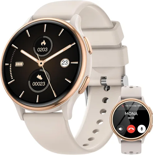 Miniatura 9 de Relojes inteligentes para mujer (respuesta/hacer llamadas), monitor de actividad de pantalla AMOLED de 1.27 pulgadas con monitor de frecuencia Rosa