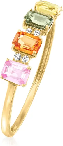Miniatura 3 de Ross-Simons Anillo de zafiro multicolor de 140 quilates con detalles de diamante en oro amarillo de 14 quilates
