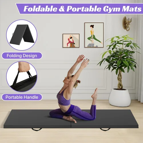 Miniatura 3 de BLKMTY Gymnastics Mats, Folding Exercise Mat Gym Yoga Aerobics Fitness Mats Kids' Gymnastics Tumbling Mat with Carrying Handles for Home Gym