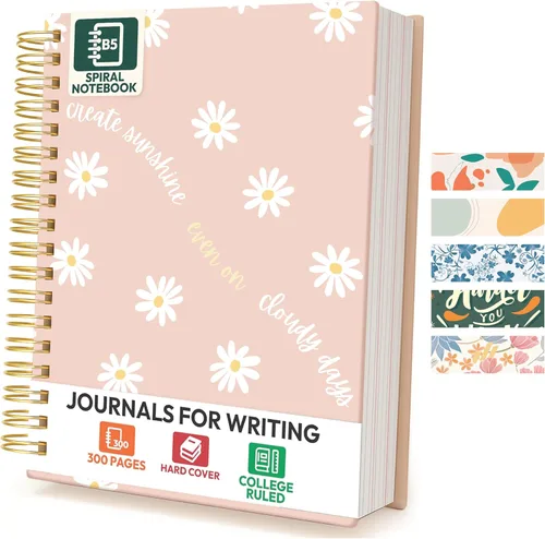 Miniatura 9 de Cuaderno de espiral de tapa dura, 10.25" x 7.25", 300 páginas, gran cuaderno universitario con rayas para mujeres, ideal para escritura, diario, New