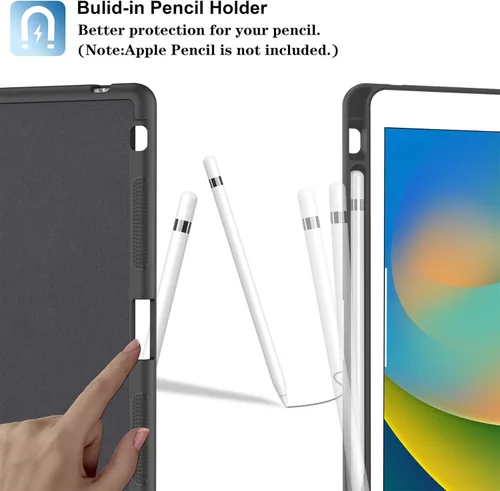 Miniatura 3 de Supveco Funda para iPad de 9ª/8ª/7ª Generación 10.2 pulgadas (Modelo 2021/2020/2019) con Soporte para Lápiz, Funda Folio Premium con Soporte