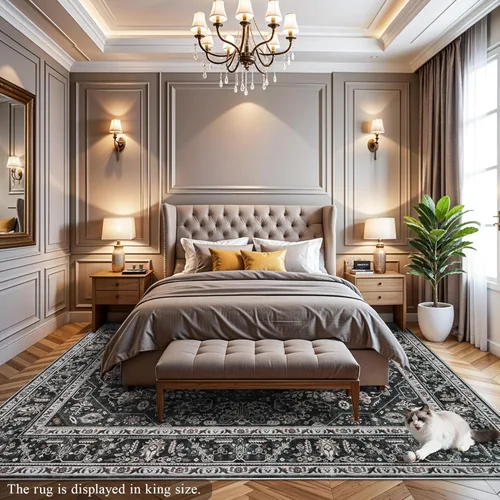 Miniatura 3 de Alfombras de área 9x12 para sala de estar: Alfombra oriental lavable de 108 pies cuadrados para dormitorio - Alfombra de pelo bajo ultra delgada
