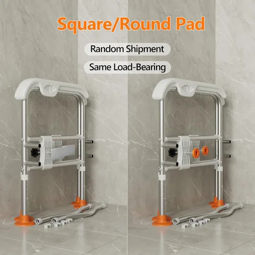 Miniatura 7 de Barras de seguridad para inodoro resistentes para personas mayores (297 kg), armazón de seguridad para inodoro ajustable con asas para ancianos