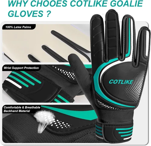 Miniatura 6 de Guantes de Portero de Fútbol – Guantes de Portero para Niños, Niñas y Jóvenes, Guantes de Portero para Niños de 8-12 con Agarres Fuertes, Palmas