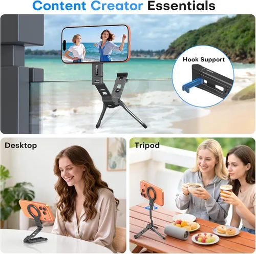 Miniatura 2 de OMOTON TP03 [ultradelgado] para trípode MagSafe, trípode magnético giratorio de 360° para iPhone 17/16 Pro Max Air para mujeres y hombres, soporte