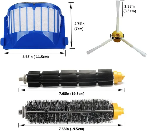 Miniatura 2 de Piezas de repuesto para aspiradora iRobot Roomba 600 Series 692 694 690 680 660 665 651 650 614 595, incluye cepillo de cerdas, cepillo batidor