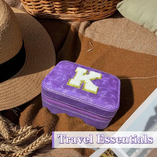Miniatura 3 de Organizador de joyas de viaje, regalo para mujeres y niñas, caja de joyería de viaje grande portátil, estuche de joyería de viaje morado