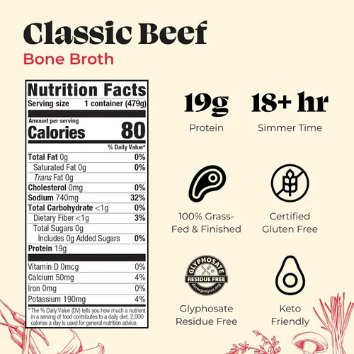 Miniatura 2 de Kettle and Fire Classic - Caldo de hueso de ternera, aprobado por Keto, Paleo, y Whole 30, sin gluten, alto en proteínas y colágeno, paquete de 4