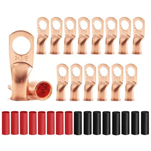 Miniatura 24 de 8 piezas de terminales de cable de cobre estañado de servicio pesado 1/0 AWG con espárrago de 3/8" y 8 piezas de terminales 1/0 AWG con espárrago