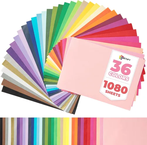 Simetufy 1080 hojas de 36 hojas de papel de seda multicolor para bolsas de regalo, pequeño envoltorio de regalo, arte decorativo arcoíris de 11.5 x