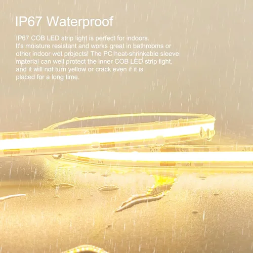 Miniatura 2 de Tira LED COB de 20 pies para exteriores IP67, impermeable, 6500 K de luz fría DC24V, tiras de cuerda LED flexibles con control remoto y aplicación
