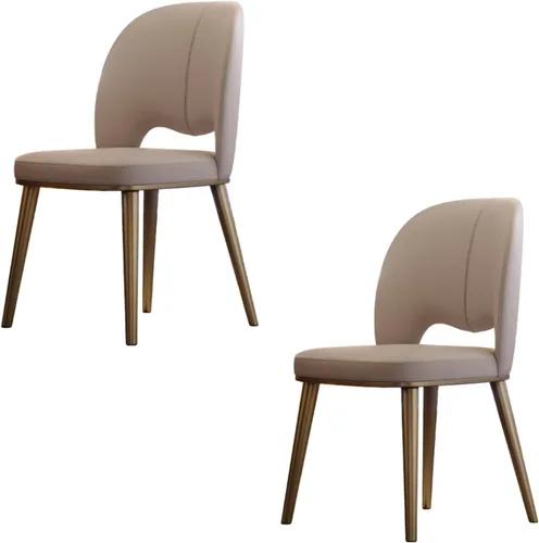 Dining Chair with High Back Set of 2, Faux Leather Upholstered Armless Chair, Kitchen Chair with Metal Legs for Kitchen Dining Living Room