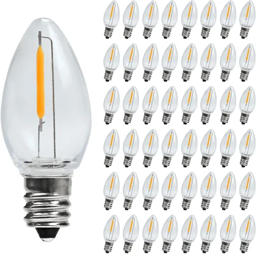 Miniatura 8 de Bombilla LED de noche, bombillas LED de repuesto para luces de Navidad, bombillas LED inastillables e impermeables, base de candelabro E12, 0.6 W C7