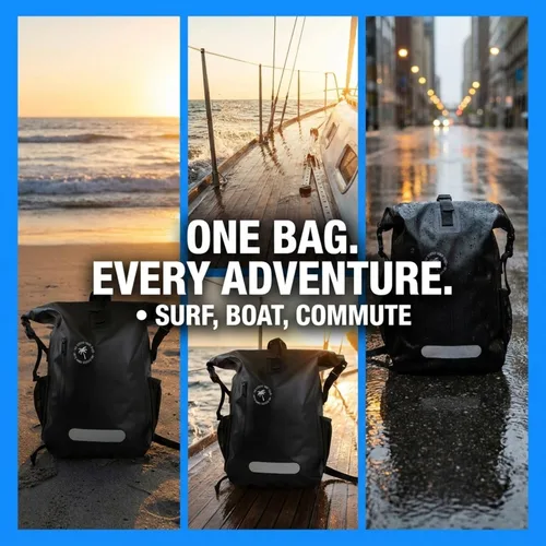 Miniatura 2 de Ho Stevie! Mochila de surf impermeable de 25 litros, diseñada para la aventura, cierre superior enrollable que mantiene tu equipo seco en la bolsa