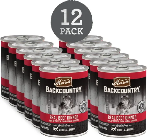 Miniatura 2 de Merrick Backcountry - Comida húmeda sin cereales para perros, comida de carne de res real, (12) latas de 12.7 onzas