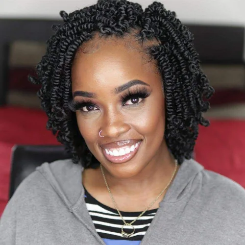 Miniatura 4 de TOYOTRESS Cabello Bob Spring Twist – 6 pulgadas, 8 paquetes de cabello pretrenzado para niños, trenzas de ganchillo con resorte, extensiones de 1b