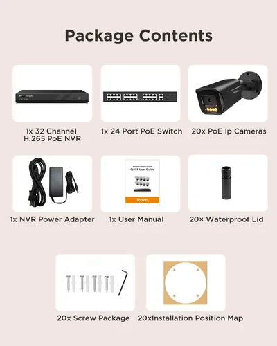 Miniatura 8 de Sistema de cámara de seguridad de 32 canales, 20 cámaras IP PoE de 5 MP, visión nocturna a color inteligente, conversación de audio de 2 vías