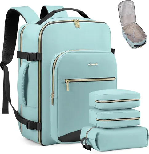 Miniatura 31 de LOVEVOOK Mochila de viaje de 40L aprobada para vuelo, 3 cubos de embalaje, bolsa de viaje impermeable para artículos personales, equipaje de mano