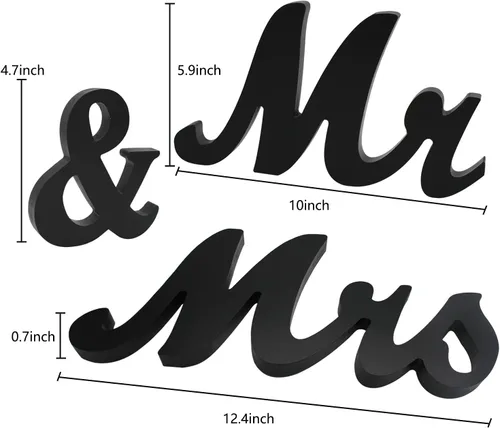 Miniatura 2 de Letrero de Sr. y Sra. para mesa de boda, letras de madera de Sr. y Sra., grandes artículos de decoración para fiesta de Sr. y Sra., letra de madera