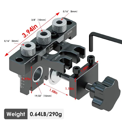 Miniatura 3 de Kit de plantilla de taco autocentrado - Kit de plantilla de taco para agujeros rectos, herramienta ajustable de ancho para juntas de carpintería