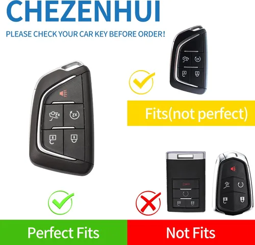 Miniatura 2 de Funda compatible con llavero Cadillac con cordón de piel, protección para llave de automóvil Cadillac ATS CT5 CT6 XT4 XT5 XTS 5/6 botones Smart