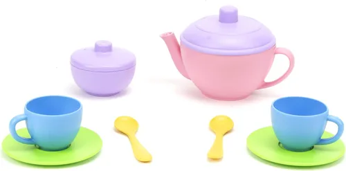 Green Toys Té para dos – Juego de 10 piezas, habilidades motoras, lenguaje y comunicación para niños. Sin BPA, ftalatos, PVC, apto para