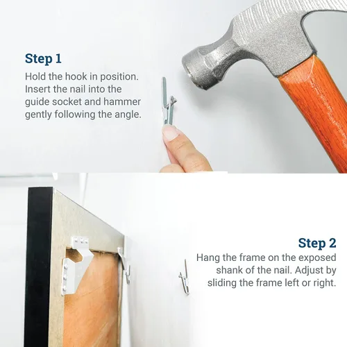 Miniatura 6 de PHS - Juego de ganchos y clavos de repuesto para pared grandes, kit para colgar cuadros de 60 libras para paneles de yeso, madera yeso, paquete de 5