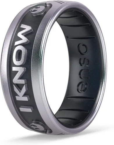 Miniatura 12 de Enso Rings Anillo de silicona Star Wars – Diseño cómodo y flexible – Lo sé (Aurebesh) – Perla Negra/Perla – Talla 8 I Know (Aurebesh) Perla