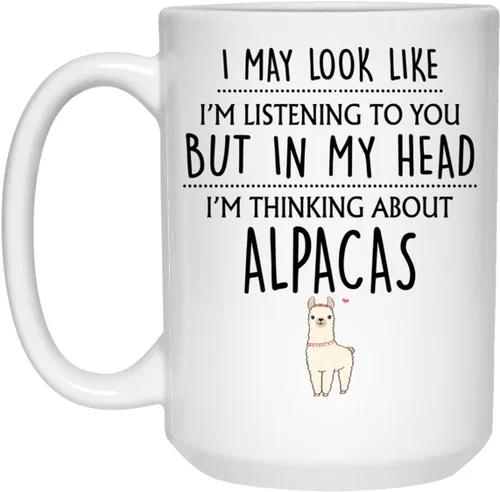 Q.PaddyShops Regalo de alpaca, taza de alpaca, divertido regalo para amantes de la alpaca, pensando en alpacas, regalos para propietarios de