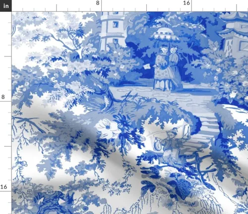 Miniatura 3 de Spoonflower Tela - Chinoiserie Willow Blue White Toile Chinese Nature Garden Botánico Impreso en tela de popelina de algodón Fat Quarter - Costura