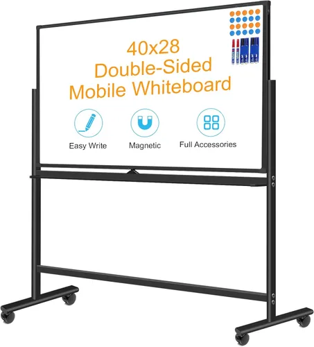Miniatura 17 de BSTPCOO Pizarra magnética de borrado en seco con soporte, pizarra blanca de doble cara de 36 x 24 pulgadas con soporte, pizarra blanca móvil rodante