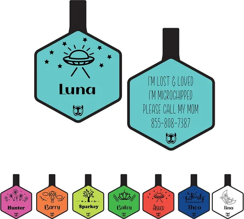 Miniatura 9 de Etiqueta de silicona silenciosa para perro personalizada con 5 líneas de identificación de mascotas grabadas profundas, duradera, sin sonido, diseño