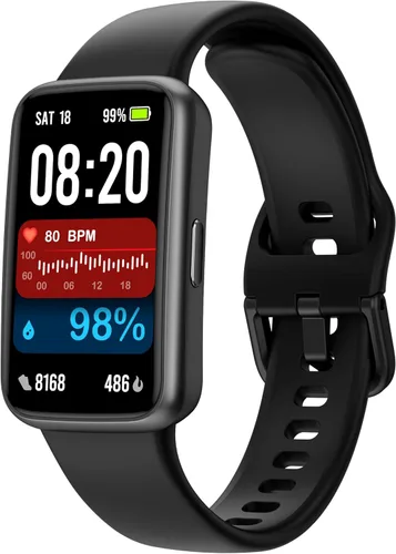 Rastreadores de fitness, reloj inteligente con pantalla a color de 1.47", reloj de fitness con más de 100 modos deportivos, monitor de ritmo Negro