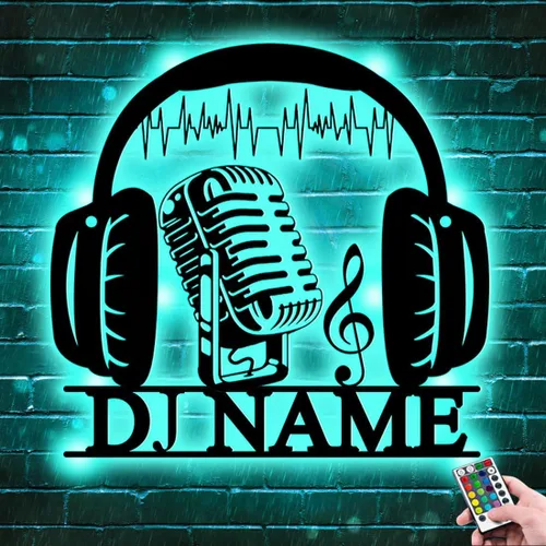 Miniatura 10 de Letrero de neón personalizado para reproductor de DJ, nombre personalizado, auriculares, reproductor de disco DJ, letrero de luz LED de metal