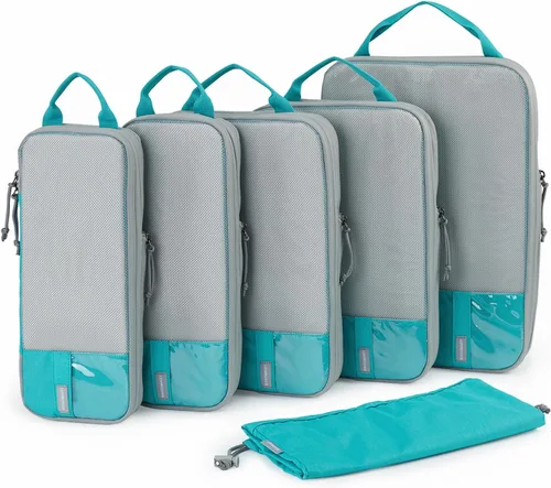 BAGSMART - Juego de 6 cubos de compresión para maletas, juego de 6, 4 y 2, cubos organizadores de viaje, juego de bolsas expandibles, organizadores