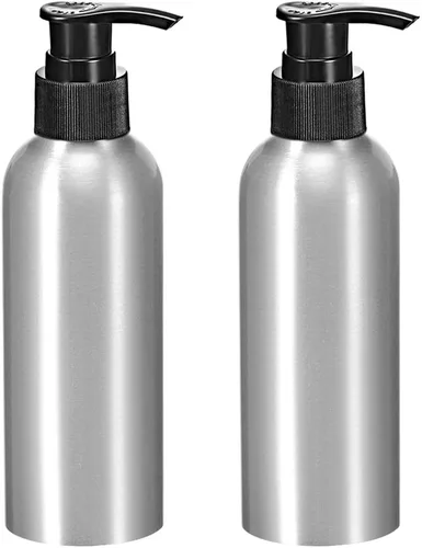 Miniatura 6 de uxcell Botella de bomba de aluminio de 4 oz/4.1 fl oz con tapa de bomba negra, botella de viaje vacía recargable para cocina y baño, 2
