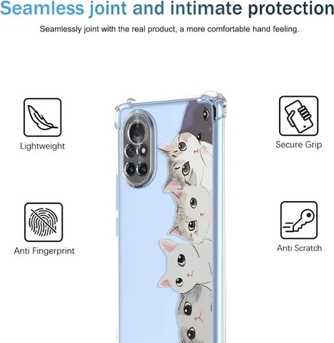 Miniatura 3 de Funda para Huawei Nova 8 Clear Cute Cat Phone Case Soft TPU a prueba de golpes Funda protectora de silicona para Huawei Nova 8, gatos azul rosa
