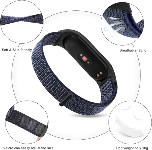 Miniatura 3 de Wanme Bandas de nailon para Amazfit Band 5 correas de repuesto para mujeres y hombres, paquete de 2 correas deportivas de nailon suave compatibles