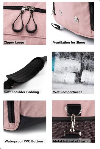 Miniatura 4 de Bolsa de gimnasio V1 para hombres y mujeres con compartimento para zapatos y artículos húmedos, bolsa de lona para viajes, deportes, fitness